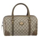 GUCCI GG Plus Supreme Boston Bag PVC Beige Gold Auth 166725-13