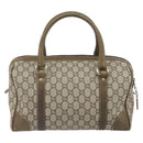 GUCCI GG Plus Supreme Boston Bag PVC Beige Gold Auth 166725-2