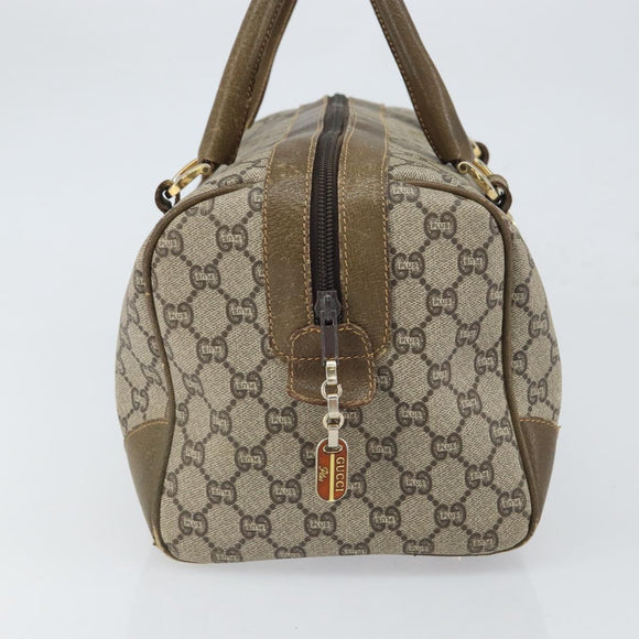 GUCCI GG Plus Supreme Boston Bag PVC Beige Gold Auth 166725
