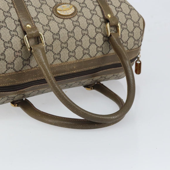 GUCCI GG Plus Supreme Boston Bag PVC Beige Gold Auth 166725