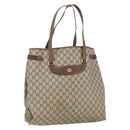 GUCCI GG Supreme Web Sherry Line Bag PVC Beige Gold Red 39 02 091 Auth 166726-1