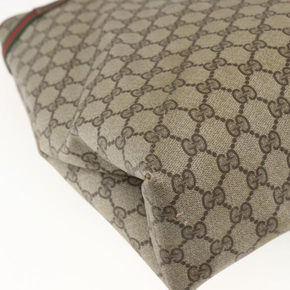 GUCCI GG Supreme Web Sherry Line Bag PVC Beige Gold Red 39 02 091 Auth 166726