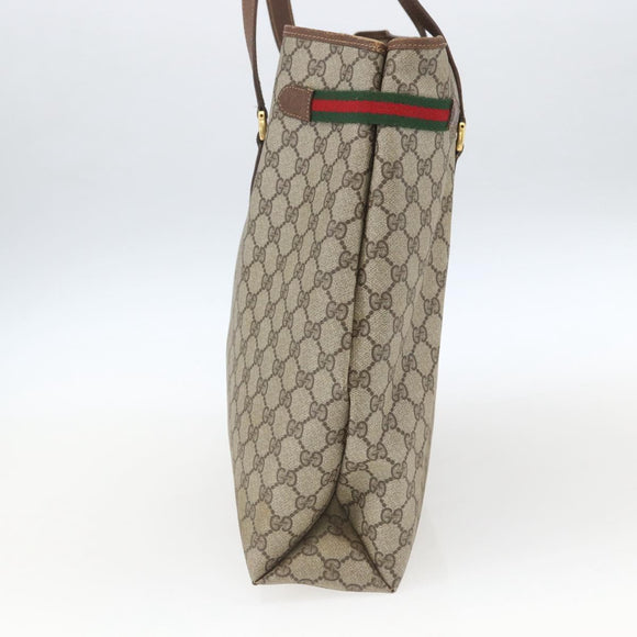 GUCCI GG Supreme Web Sherry Line Bag PVC Beige Gold Red 39 02 091 Auth 166726