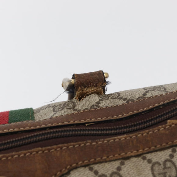 GUCCI GG Supreme Web Sherry Line Bag PVC Beige Red 012 3841 58 Auth 166727