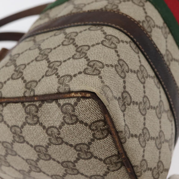GUCCI GG Supreme Web Sherry Line Bag PVC Beige Red 012 3841 58 Auth 166727