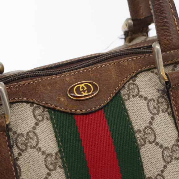 GUCCI GG Supreme Web Sherry Line Bag PVC Beige Red 012 3841 58 Auth 166727