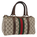 GUCCI GG Supreme Web Sherry Line Bag PVC Beige Red 012 3841 58 Auth 166727-1