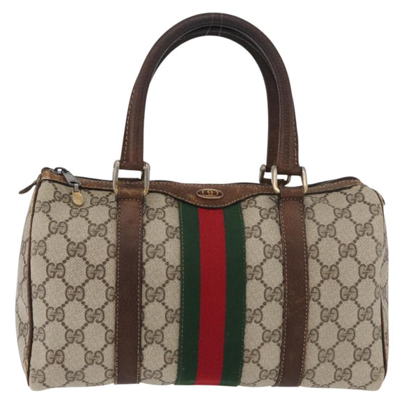 GUCCI GG Supreme Web Sherry Line Bag PVC Beige Red 012 3841 58 Auth 166727