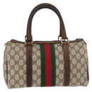 GUCCI GG Supreme Web Sherry Line Bag PVC Beige Red 012 3841 58 Auth 166727-2