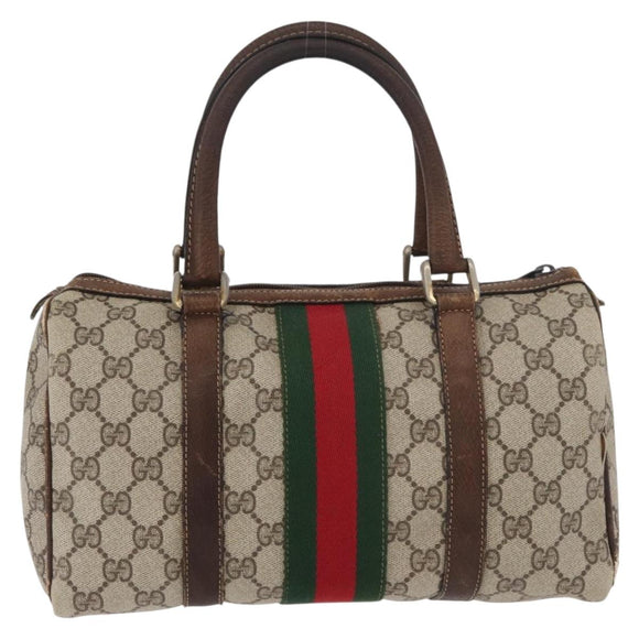 GUCCI GG Supreme Web Sherry Line Bag PVC Beige Red 012 3841 58 Auth 166727