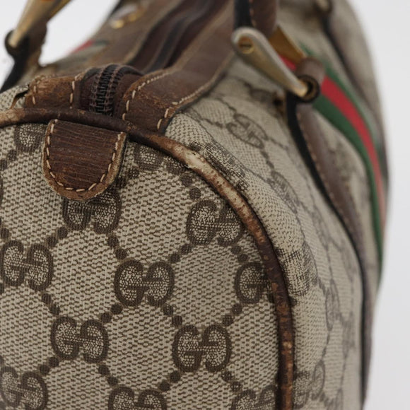 GUCCI GG Supreme Web Sherry Line Bag PVC Beige Red 012 3841 58 Auth 166727