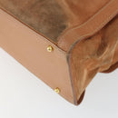 GUCCI Bamboo Hand Bag Suede Leather Brown Gold Auth 166728-9