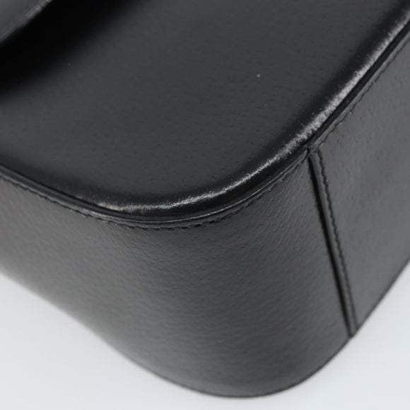 GUCCI Shoulder Bag Leather Black Silver Auth 166730