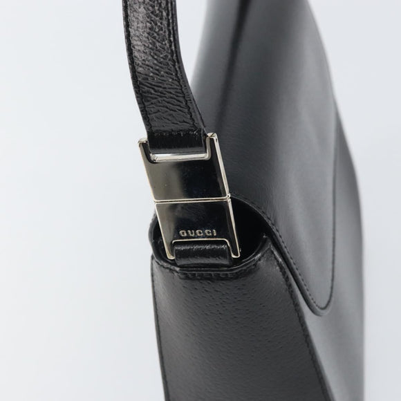 GUCCI Shoulder Bag Leather Black Silver Auth 166730