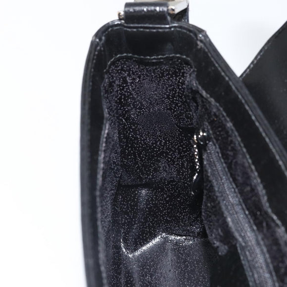 GUCCI Shoulder Bag Leather Black Silver Auth 166730