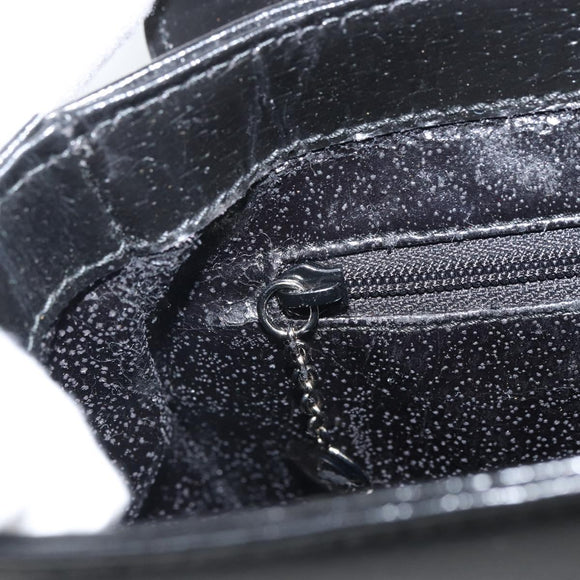 GUCCI Shoulder Bag Leather Black Silver Auth 166730