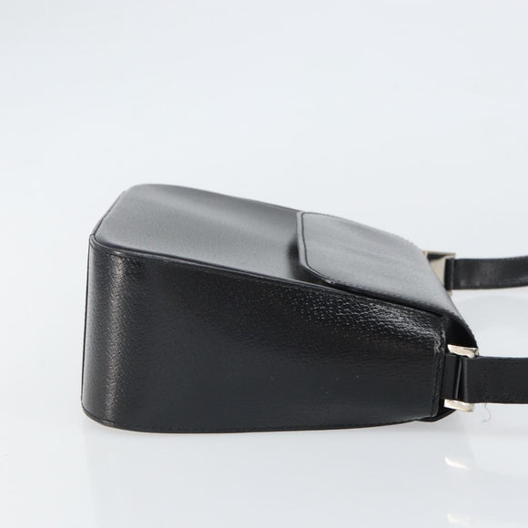 GUCCI Shoulder Bag Leather Black Silver Auth 166730