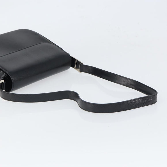 GUCCI Shoulder Bag Leather Black Silver Auth 166730