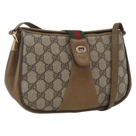 GUCCI GG Supreme Web Sherry Line Bag PVC Beige Gold 116 02 02 Auth 166731