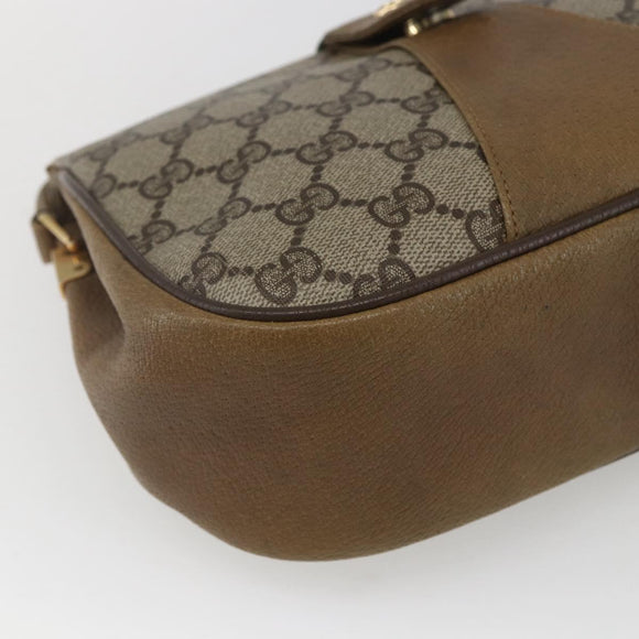 GUCCI GG Supreme Web Sherry Line Bag PVC Beige Gold 116 02 02 Auth 166731