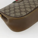 GUCCI GG Supreme Web Sherry Line Bag PVC Beige Gold 116 02 02 Auth 166731-16