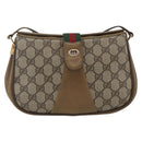 GUCCI GG Supreme Web Sherry Line Bag PVC Beige Gold 116 02 02 Auth 166731-13