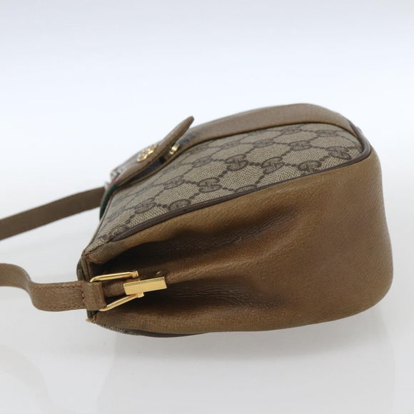 GUCCI GG Supreme Web Sherry Line Bag PVC Beige Gold 116 02 02 Auth 166731