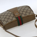 GUCCI GG Supreme Web Sherry Line Bag PVC Beige Gold 116 02 02 Auth 166731-6