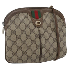 GUCCI GG Supreme Web Sherry Line Bag PVC Beige Gold 904 02 047 Auth 166732