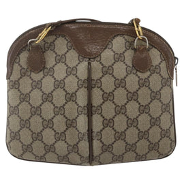 GUCCI GG Supreme Web Sherry Line Bag PVC Beige Gold 904 02 047 Auth 166732 - 0