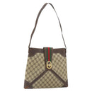 GUCCI GG Supreme Web Sherry Line Shoulder Bag PVC Beige Gold 201446 Auth 166734-1