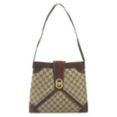 GUCCI GG Supreme Web Sherry Line Shoulder Bag PVC Beige Gold 201446 Auth 166734-13