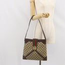 GUCCI GG Supreme Web Sherry Line Shoulder Bag PVC Beige Gold 201446 Auth 166734-20