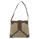 GUCCI GG Supreme Web Sherry Line Shoulder Bag PVC Beige Gold 201446 Auth 166734-2