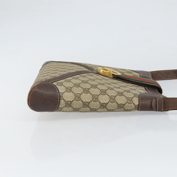 GUCCI GG Supreme Web Sherry Line Shoulder Bag PVC Beige Gold 201446 Auth 166734