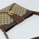 GUCCI GG Supreme Web Sherry Line Shoulder Bag PVC Beige Gold 201446 Auth 166734-6