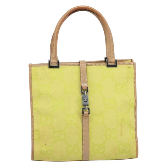 GUCCI Jackie GG Canvas Hand Bag Yellow Silver 002 1065 Auth 166737