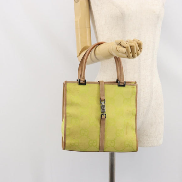 GUCCI Jackie GG Canvas Hand Bag Yellow Silver 002 1065 Auth 166737