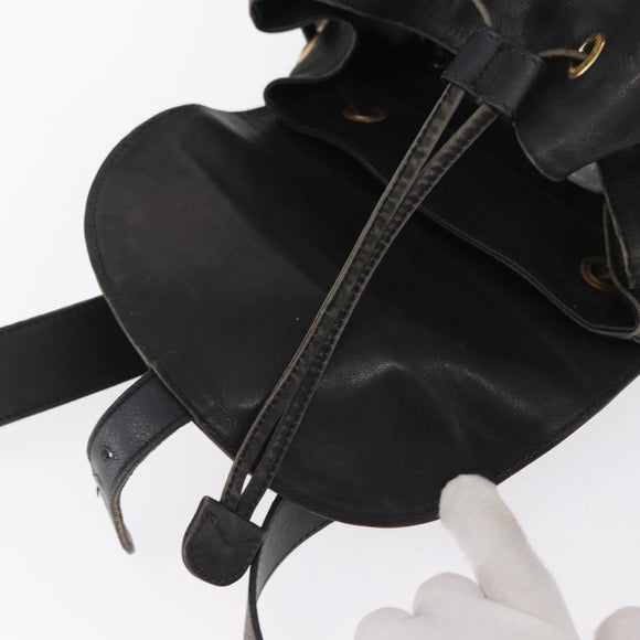 GUCCI Bamboo Backpack Leather Black Gold 003 2058 0016 Auth 166739