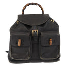 GUCCI Bamboo Backpack Leather Black Gold 003 2058 0016 Auth 166739-13