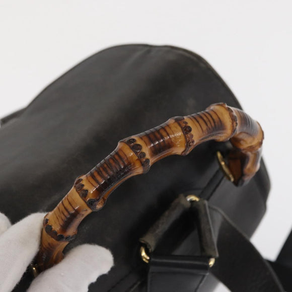 GUCCI Bamboo Backpack Leather Black Gold 003 2058 0016 Auth 166739