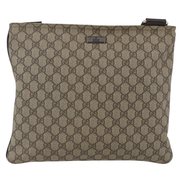 GUCCI GG Supreme Shoulder Bag PVC Beige Gold 201446 Auth 166741