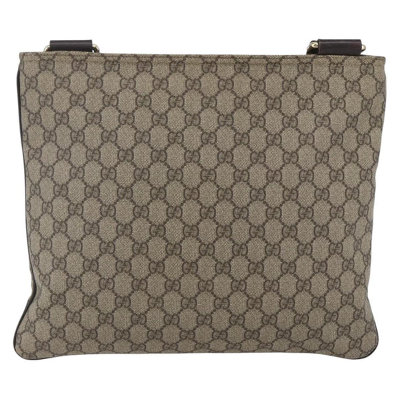 GUCCI GG Supreme Shoulder Bag PVC Beige Gold 201446 Auth 166741