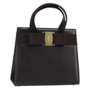 Salvatore Ferragamo Vala Hand Bag Leather Brown Gold Auth 166743-1