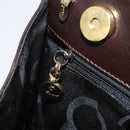 Salvatore Ferragamo Vala Hand Bag Leather Brown Gold Auth 166743-19