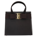 Salvatore Ferragamo Vala Hand Bag Leather Brown Gold Auth 166743-13