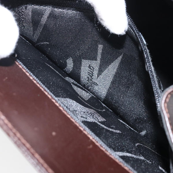 Salvatore Ferragamo Vala Hand Bag Leather Brown Gold Auth 166743