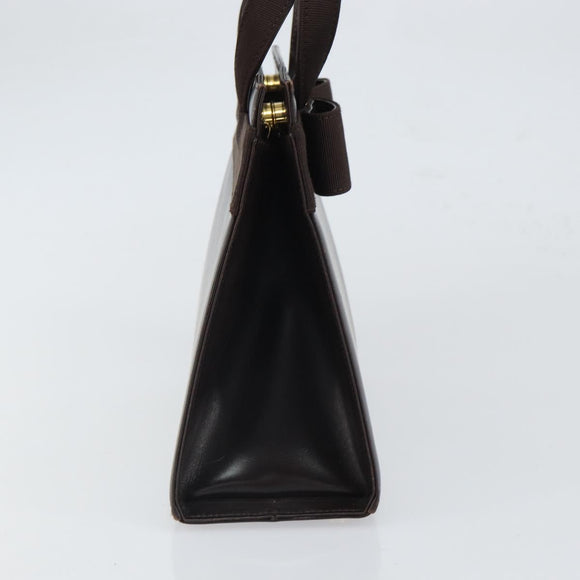 Salvatore Ferragamo Vala Hand Bag Leather Brown Gold Auth 166743