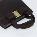 Salvatore Ferragamo Vala Hand Bag Leather Brown Gold Auth 166743-6