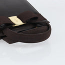 Salvatore Ferragamo Vala Hand Bag Leather Brown Gold Auth 166743-7